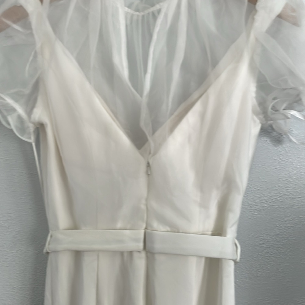 Mac Duggal 26621 White Belted Illusion‎ High Neck Cap Sleeve Jumpsuit Size 2 - Picture 13 of 13